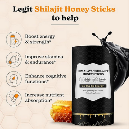 [🔥Last day for 75%OFF]Pure Himalayan Shilajit Sticks with Organic Honey, Saffron | Easy to Consume Shilajit| 30 Sticks for Energy Boost & Immune Support, 85+ Trace Minerals, 75%+ Fulvic Acid