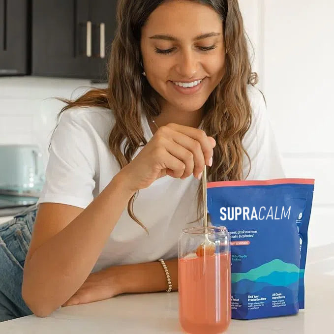 [Doctor's Choice] Supracalm® Drink Mix, Raspberry Lemonade, L Theanine , Magnesium Glycinate, Vitamin D 3, For Relaxation & Focus, No Sugar, Non GMO, On The Go, 20 CT-X
