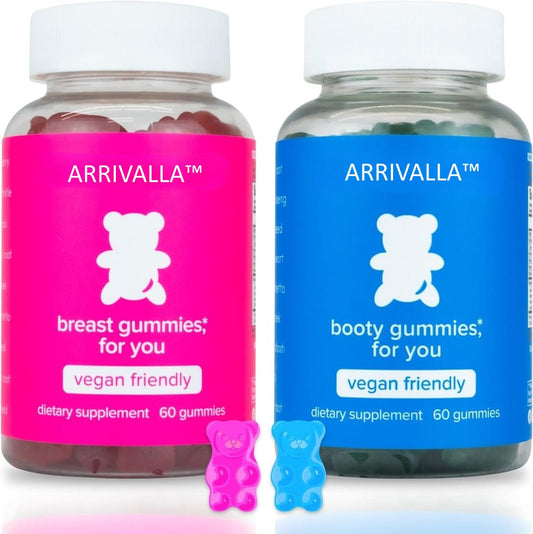 Arrivalla™ Top & Peach Support Combo Pack Gummies for Women | 9 Herbal Extracts Including Fenugreek, Maca & Fennel | Essential Vitamins | Berry Flavor | 2-Pack (120 Gummies)