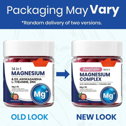 Arrivalla Magnesium Complex DeepCalm 14-in-1 Gummies – with Ashwagandha, L-Theanine, D3 & Zinc – Cortisol Supplements for Women – 90 Sugar-Free Vegan Magnesium Glycinate Complex Gummies