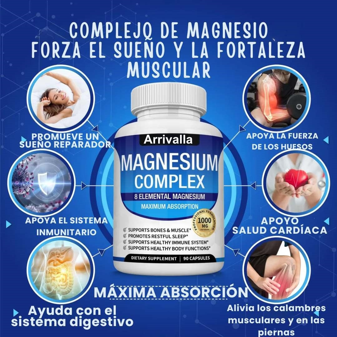 ✨Suplemento Complejo de Magnesio, 8 TIPOS de Magnesio en una sola cápsula