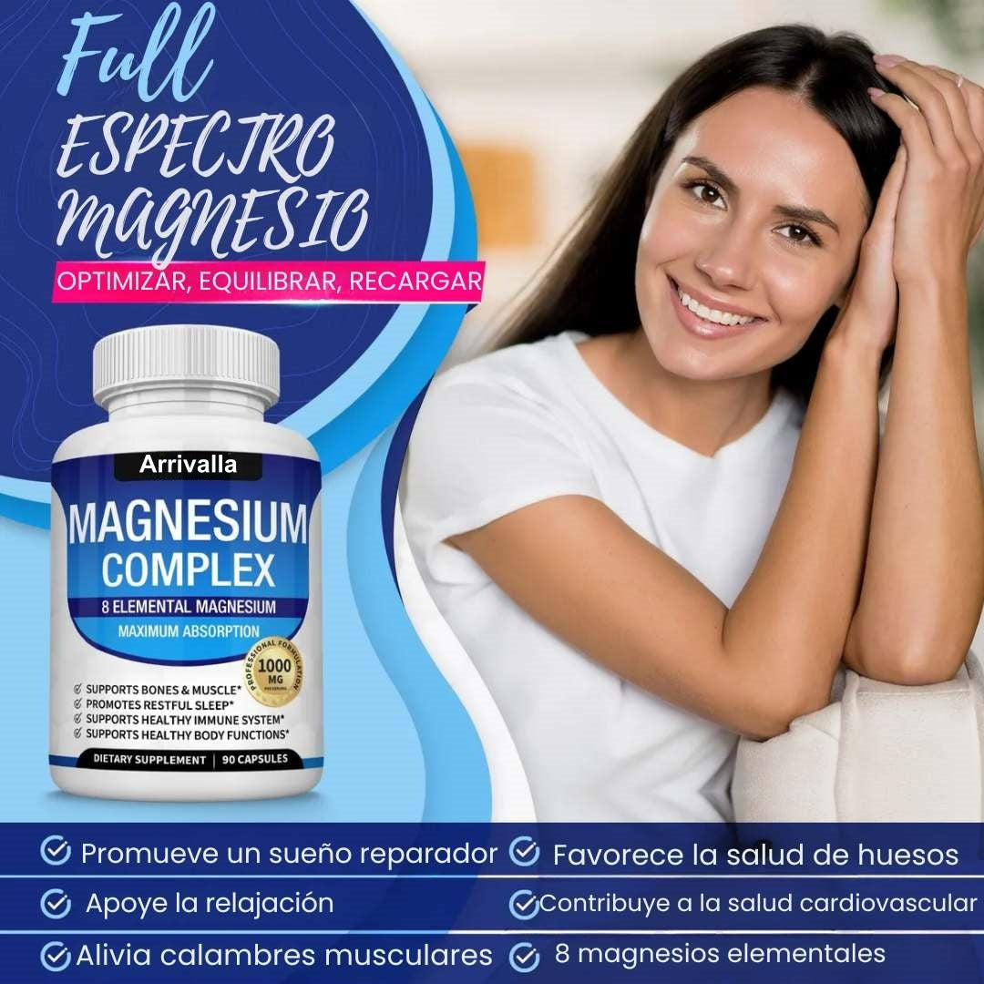 ✨Suplemento Complejo de Magnesio, 8 TIPOS de Magnesio en una sola cápsula