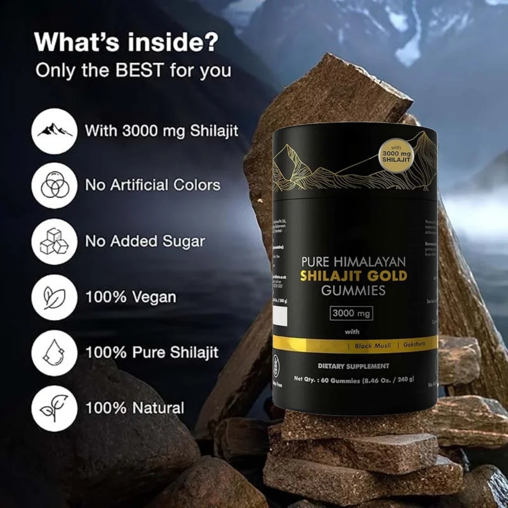 [🔥Last day for 75%OFF] Pure Himalayan Shilajit Gummies Gold 100% Natural & Organic 60 Gummies